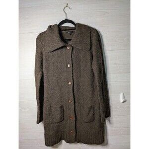 VINTAGE BCBGMAXAZRIA Mohair Blend Long Cardigan Sweater Y2K Brown Shacket Large